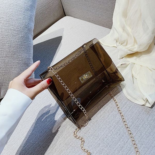 

jelly bag shoulder bag diagonal handbag transparent design ladies chain