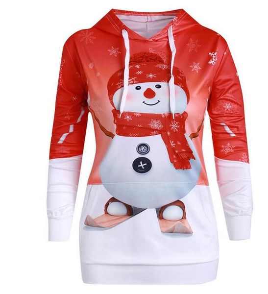 Sexy Mode Damen Langarm Weihnachten Schneemann Pullover Hoody Sport Outdoor Charakter Hoodies Sweatshirts Geschenk Größe S-5XL