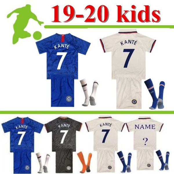 

19 20 kante pulisic soccer jersey kids kits+ sock home away third 20 lampard odoi 19 20 willian david luiz camiseta de kids football shirts, Black