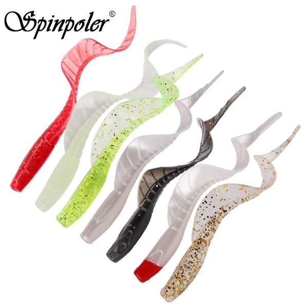 

10шт / уп 65ммы 1.7g гибкая мягкая grub рыболовная приманка с длинным хвостом искусственного grub soft bait worm 7 цветов рыбалки приманки y