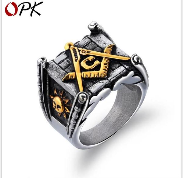 

retro religious asonry titanium steel ring sun moon ring