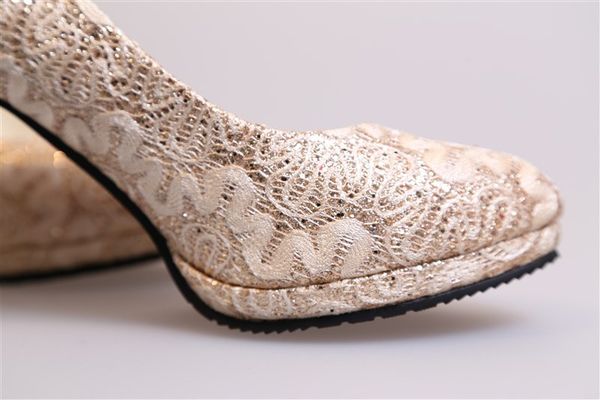 

women pumps classic high heels shoes red round toe lace embroider paltform wedding women dress shoes, Black