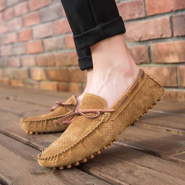 

дышащий лето замша кожа обувь мужские мокасины скольжение on flats man повседневная обувь мужской мокасины мужские вождения лодки, Black