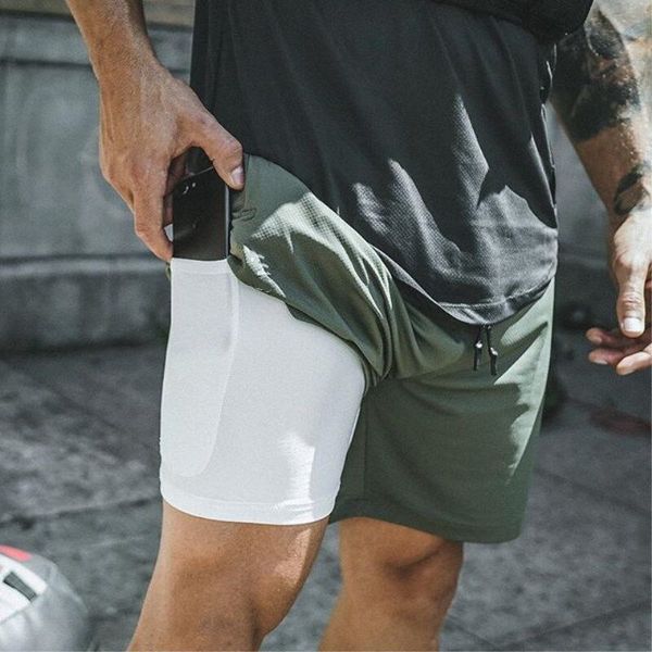 Calções de corrida esportes dos homens Shorts Masculino de secagem rápida Training Gym Jogging Exercício de New Men com Built-in pocket Liner