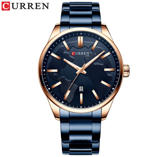 

curren 8366 watch men 2019 waterproof quartz wrist watch clock calendarbusiness alloy case stainless steel band, Slivery;brown