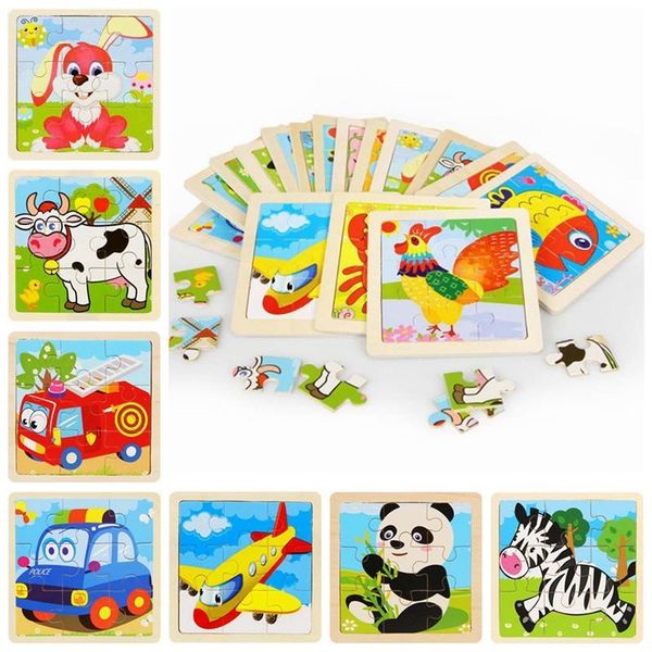 

new sale20 style cartoon wooden puzzle children animal vehicle jigsaw toy 2-6 year baby early educational toys for kids game
