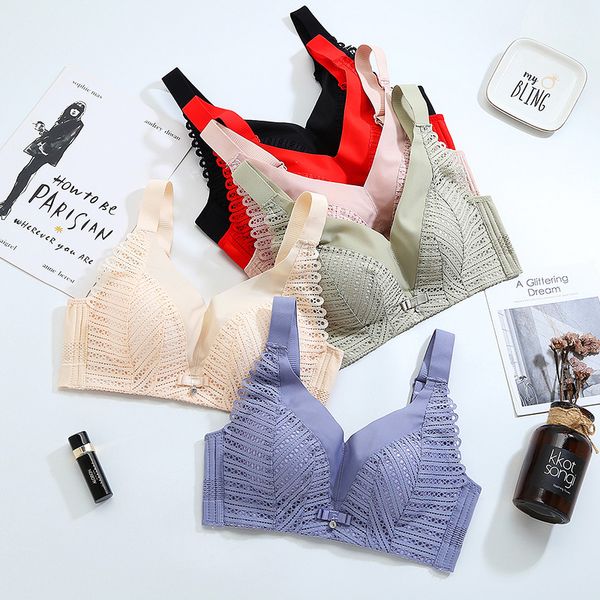 

luxury bra wire bra push-up thin breathable lingerie femme lace lingerie bralette, Red;black