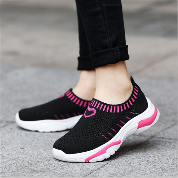 

girls' sports shoeset breathable leisure sports running shoes for girls mesh shoes, Black;red