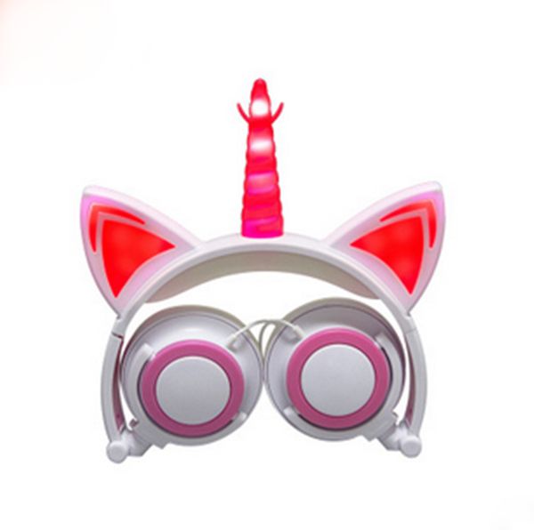 

wholesale mobile phone folding headphones led unicorn headband christmas headband unicorn party christmas decorations cat ears