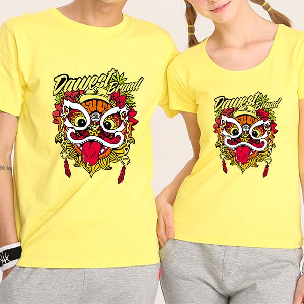 

summer cartoon pattern printed tshirt round neck men women fashion short sleeved tees casual couple top, White;black