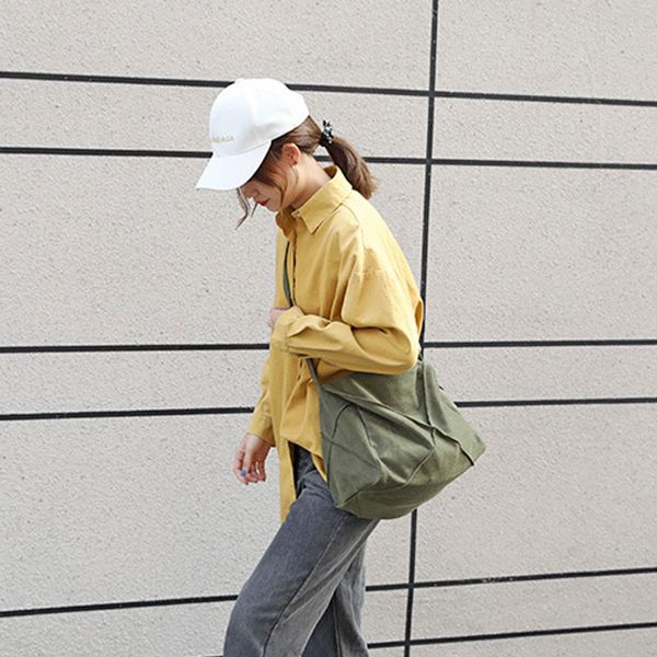 

2020 new designer crossbody bag for women canvas solid color casual shoulder messenger bag female ulzzang school bags