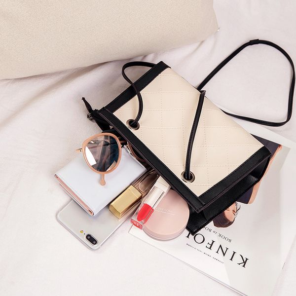 

womens shoulder bag color block line ball square handbag new crossbody bag