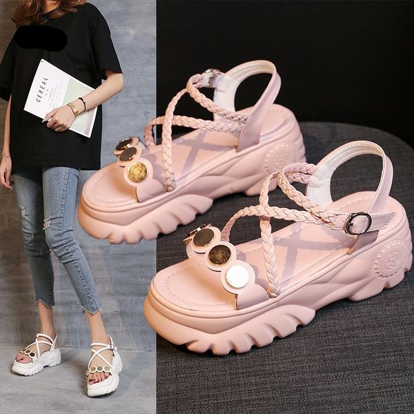 

all-match beige heeled sandals buckle strap fashion womens shoes 2020 med muffins shoe summer heels increasing height black