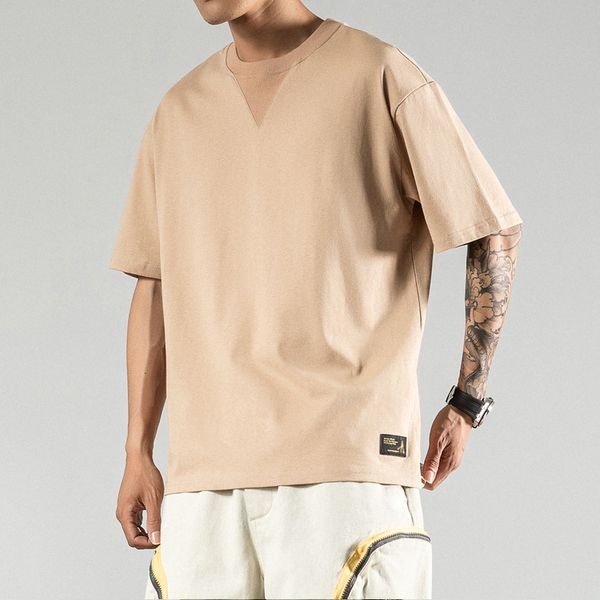 

2020 summer new youth popular japanese pure color loose short sleeve t-shirt fashion casual pullover black / gray / white /khaki, White;black