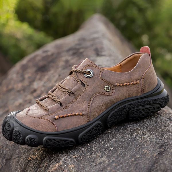 

cimim brnad outdoor genuine leather fashion men boots new comfortable flat casual shoes winter hiking sneakers sale, Black