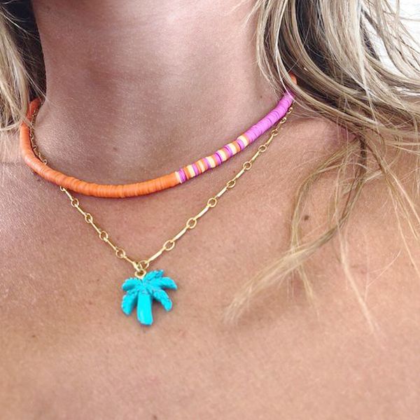 

2020 new fashion trend soft clay necklace colorful boho style ladies neck jewelry individuality chic stacking man choker, Golden;silver