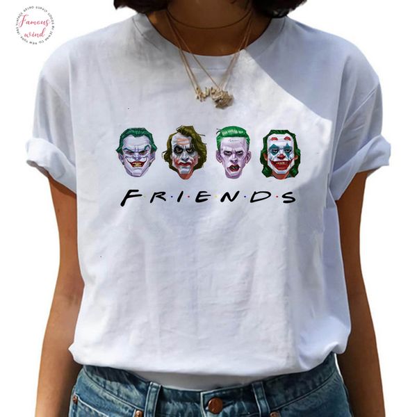 

female funny joker t shirt women joaquin phoenix modal harajuku chucky horror tshirt ulzzang cartoon t shirt graphic fashion tee, White