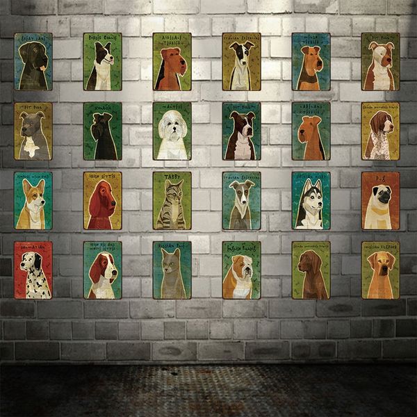 

kelly66 ] dogs and cats metal sign tin poster home decor bar wall art painting 20*30 cm size dy52