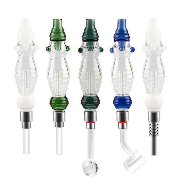 

2pcs Honey соломы Kit Стеклянная водопроводная труба с 510 Thread Титан Кварц ногтей Ceramic Советы Мини Рука трубы Dab Rig стеклянные бонги