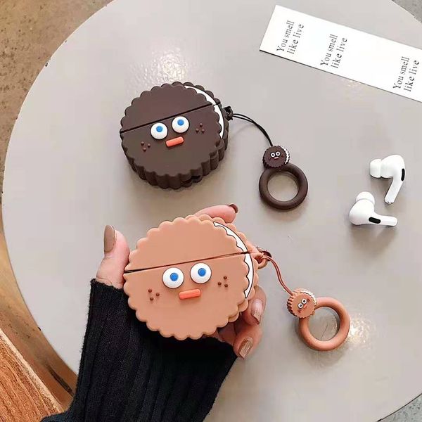 

для airpods earphone полностью тела protector it, милый круглый бисквит desgin силиконовый материал и бесплатная доставка