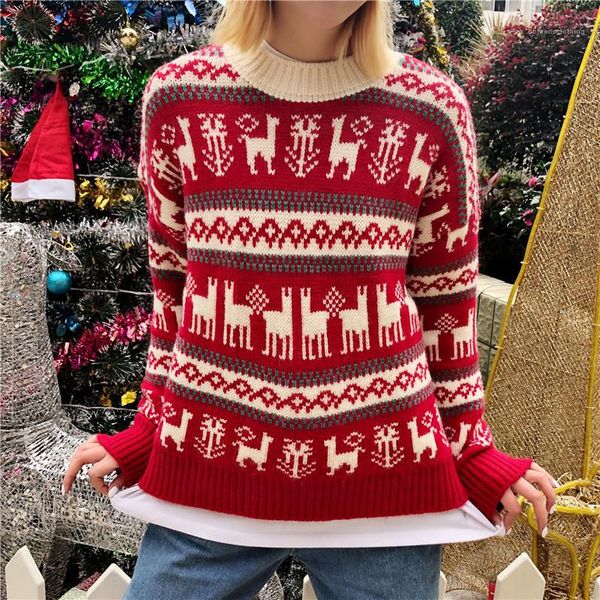 

desinger christmas sweaters crew neck long sleeve festival style female clothing fashion casual apprel womens winter, White;black