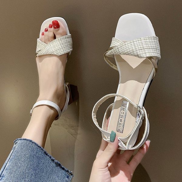 

clear heels 2020 sandals black shoes for women all-match open toe med buckle strap espadrilles platform women's beige comfort