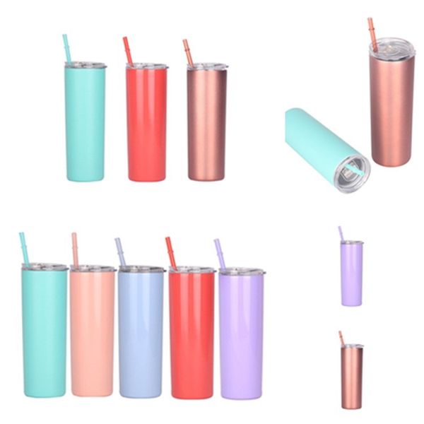 

8 style 20oz 304 stainless steel straight cup body coffee cup with straw cold insulation cup outdoor car mug drinkwaret2i5683-1