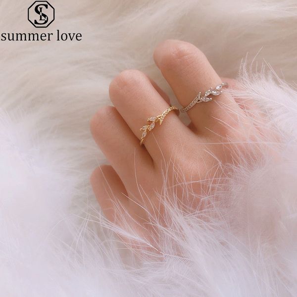 

leaf cubic zirconia engagement rings women's eternity wedding band rings for female rose gold rings jewelry gifts-z, Silver