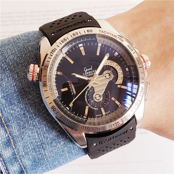 

wholesale brand automatic mechanical tag watch steel rubber strap mens business casual calibre 36 fashion watches reloj carrera wristwatches, Slivery;brown