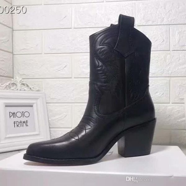 

2020 нове модне Ѭоконе дам апоги на воком каблђке поведневна мода дики, Black