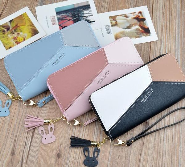 

designer women handbag purse female long korean version color stitching zipper large-capacity money mobile phone bag wallet card bags/2