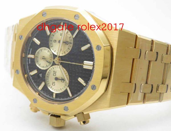 

mens limited edition royal oak chronograph black dial 26331st yellow gold asia 7750 valjoux automatic movement mens watches, Slivery;brown