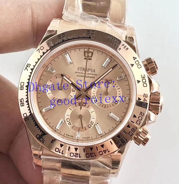 

3 colour luxury men's chronograph watch mens automatic cal.4130 diamond watches rose gold men eta 116505 cosmograph swiss 116515 wristw, Slivery;brown