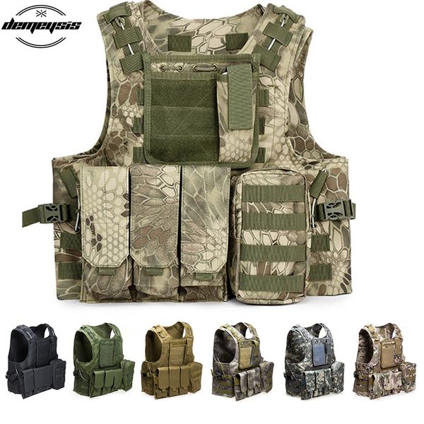 

tactical vest hunting equipment molle vest combat armor camouflage for militar, Camo;black