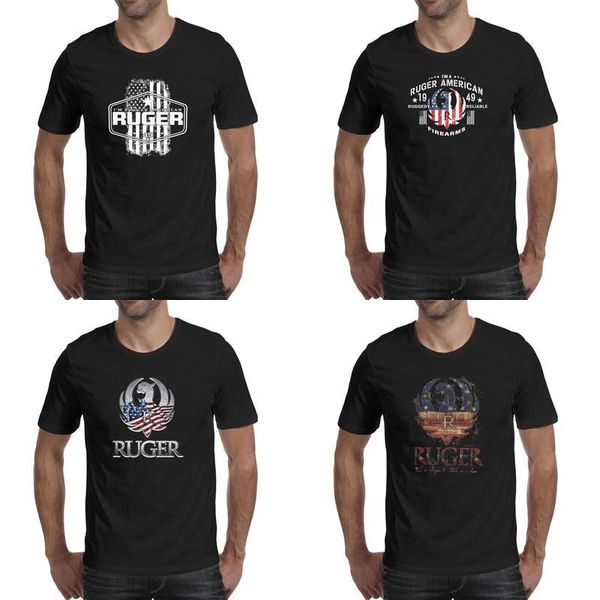 

mens ruger american flag old fashion t shirt printing sport cotton shirts humorous short sleeve tees metal white 1949, White;black