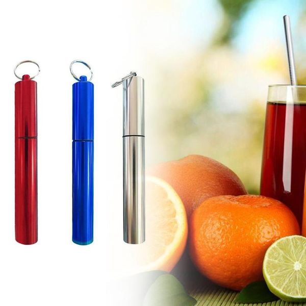 

foldable metal straw portable folding reusable collapsible drinking straw stainless steel straws travel accessories