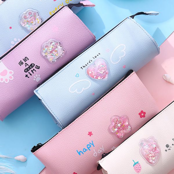 

cartoon big bag cute pencil case creative pu pen box kawaii pen bag for girl gift school office stationery supplies pencil pouch