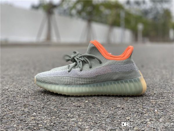 

2020 sply s350 v2 desert sage authentic originals green primeknit orange fx9035 kanye west man woman running shoes sneakers with box