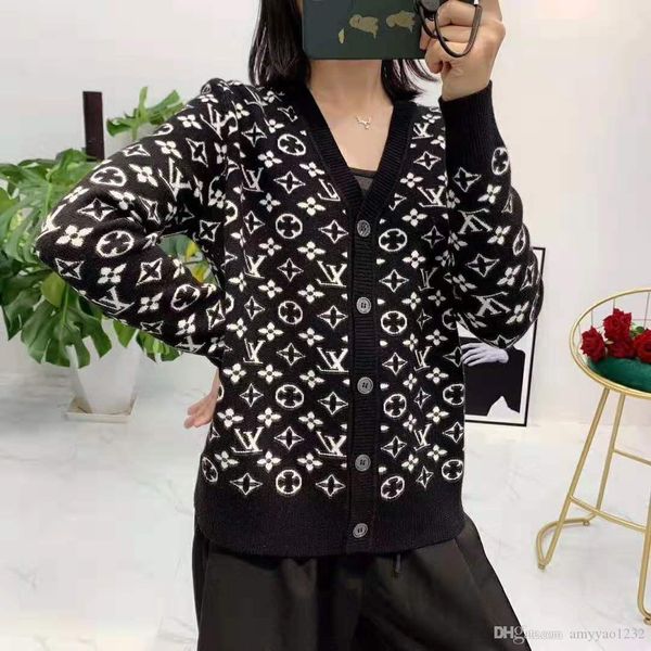 

921 2019 осень бесплатная доставка v образным вырезом кнопка с длинным рукавом письмо кардиган мода выпускной женский свитер luxuy свитер ця, White