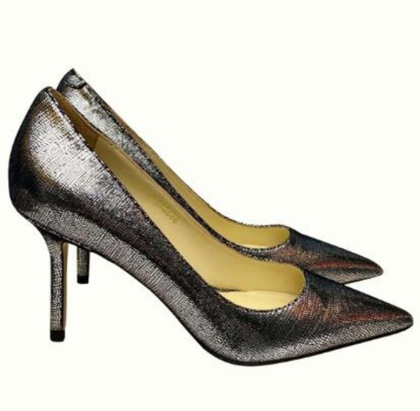 

women's leather heels, bright silver lizard print and fashion heels, size: 34-39, silver, Black