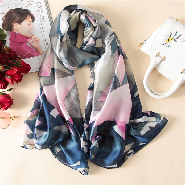 

wholesale price women scarf fashion print soft silk shawls summer scarves sunscreen beach stoles hijab female foulard pashmina, Blue;gray