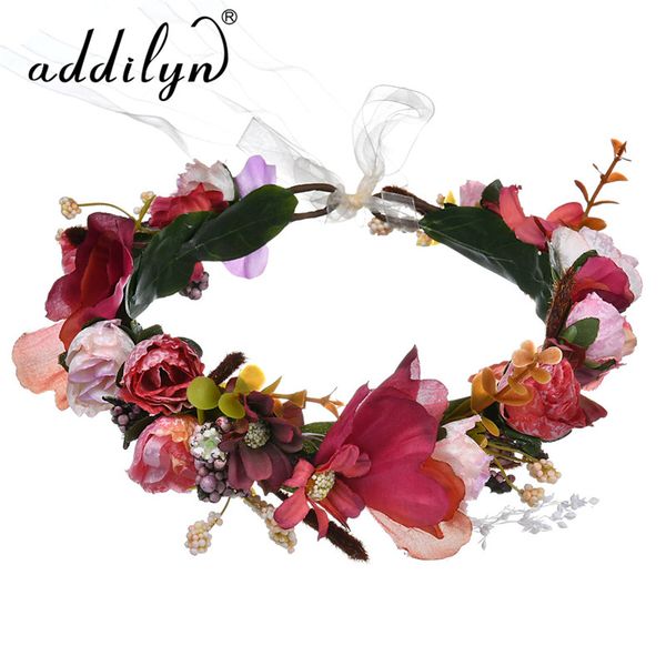 

new design polyster flower hair accessory satin ribbon headwrap pink rose hairband for lady