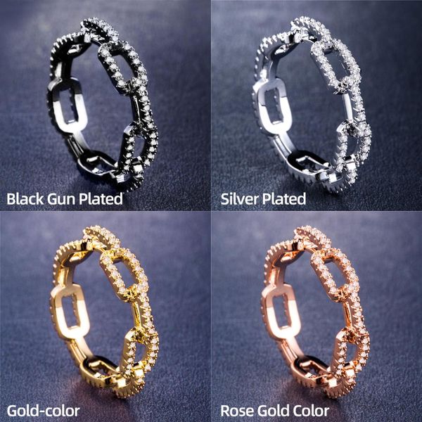 

AprilGrass Brand Fashion Geometric Chain Ring For Women Female Daily CZ Micro Paved Anniversary Hot Selling Items Jewelry Dropshipping