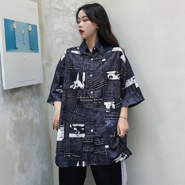 

hawaiian womens blouses casual plus size female harajuku print short sleeve shirts ladies summer loose, White