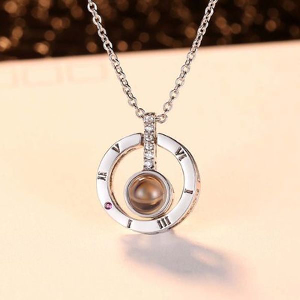 

wholesale- necklace i love you projection pendant choker necklaces roman numerals crystal pendant chain jewelry party favor, Silver
