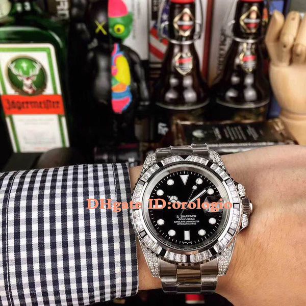 

2021 mens luxury diamond-encrusted automatic mechanical watch 40mm coated glass three beads steel with insurance buckle super luminous watch, Slivery;brown