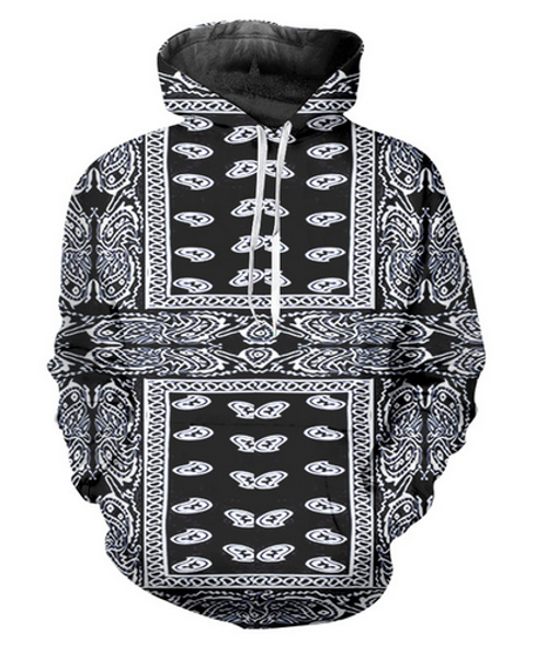 

new fashion 3d hd print men women black bandana pullover hoodies street wear casual hip hop pockets sweatshirt clothing w0190