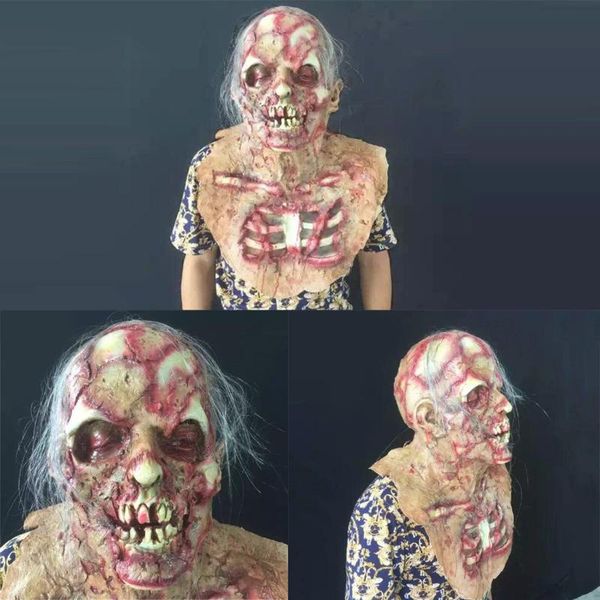 

horror rotten zombie devil skull cover bloody zombie mask melting face latex costume halloween scary prop