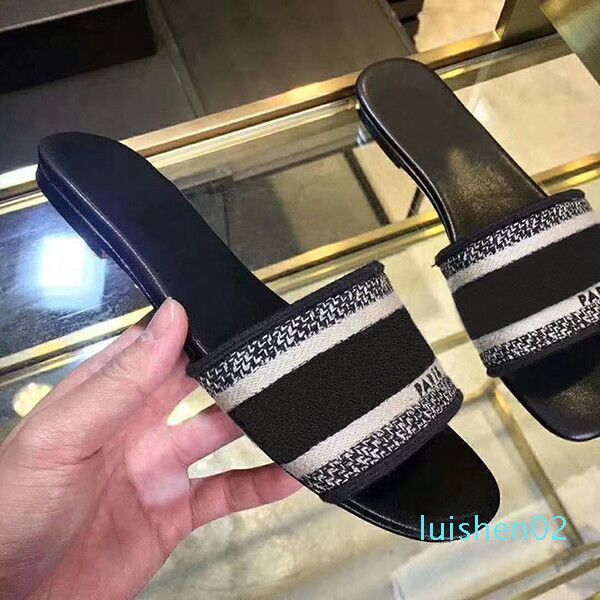 

fashion designer women shoes designer slides sandals lady wedge sandals for women letter sandals classic designer woman beach shoes at02, Black