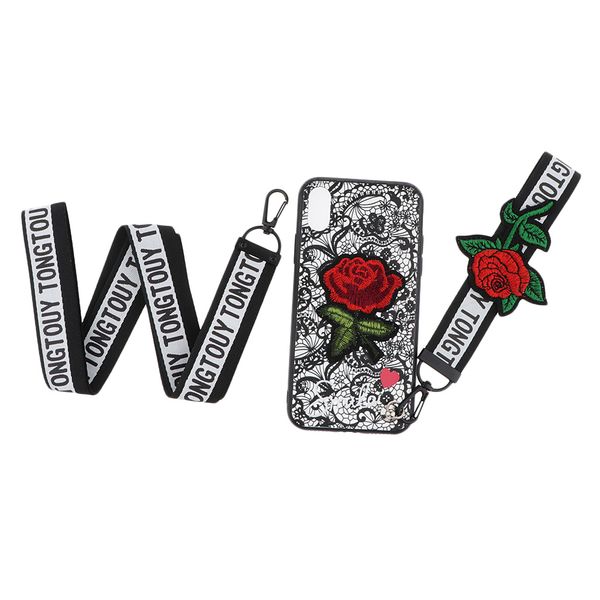 

embossed lace embroidery roses phone case cover for iphone xs max